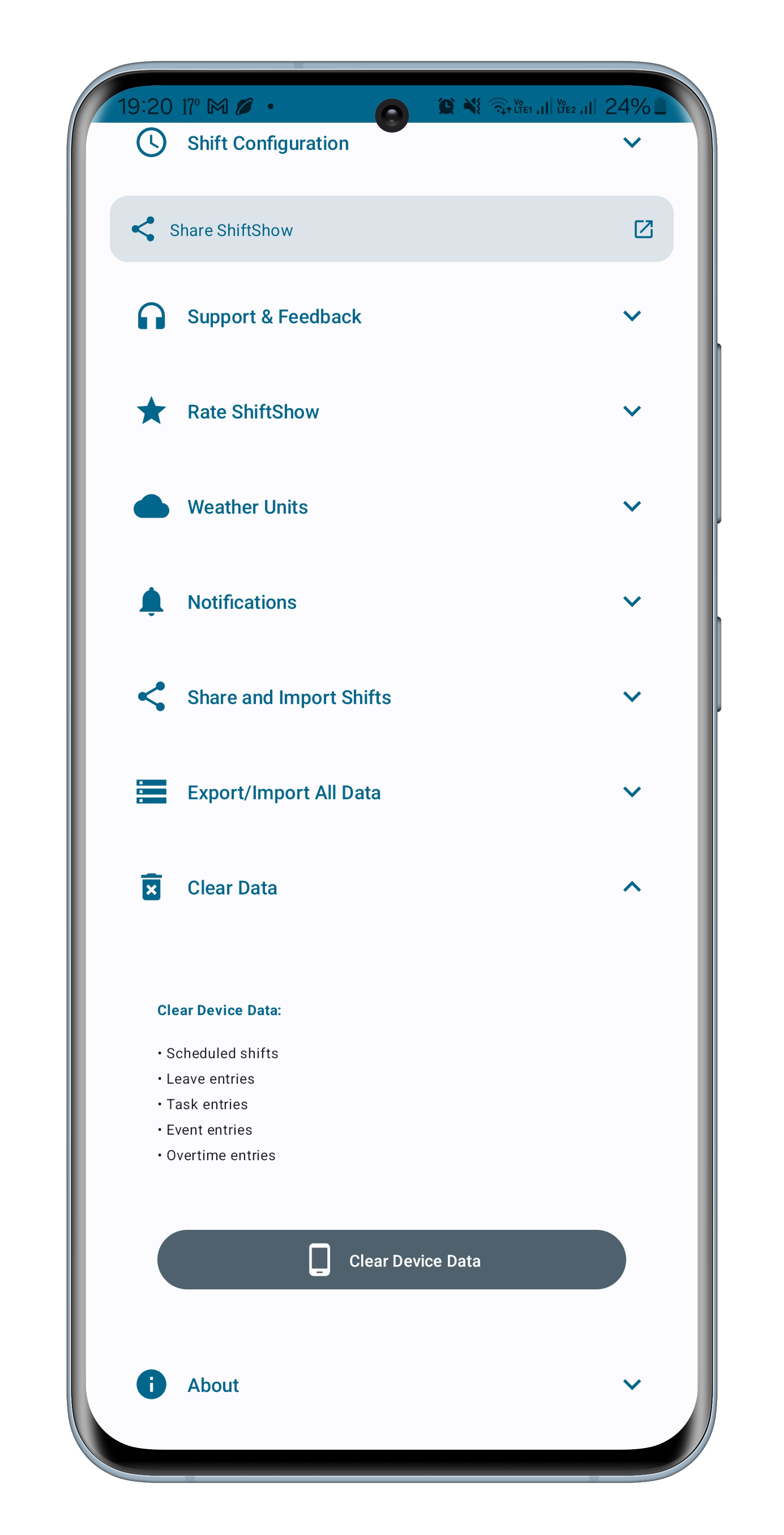 Shift Show dark mode