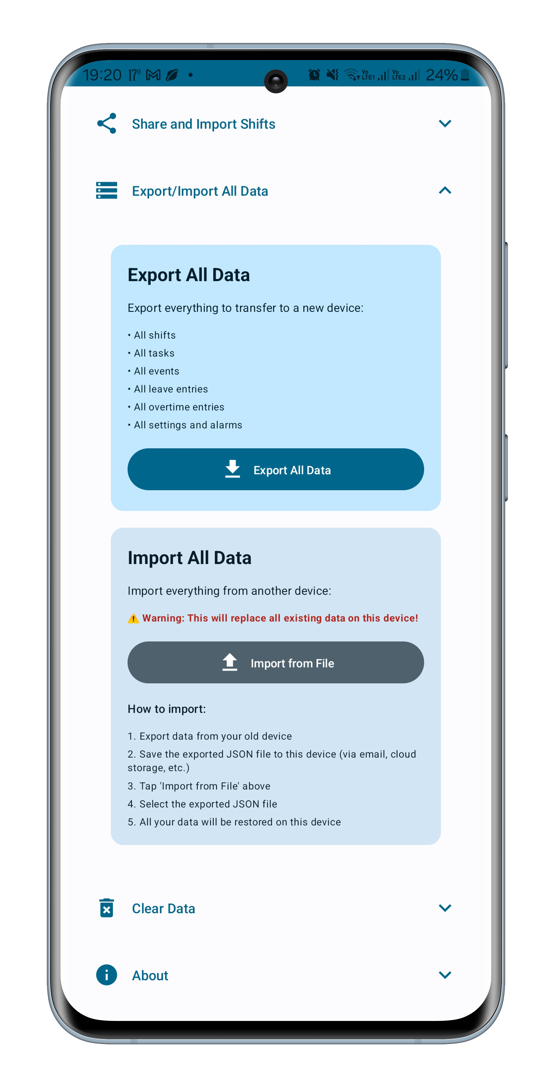 Shift Show dark mode
