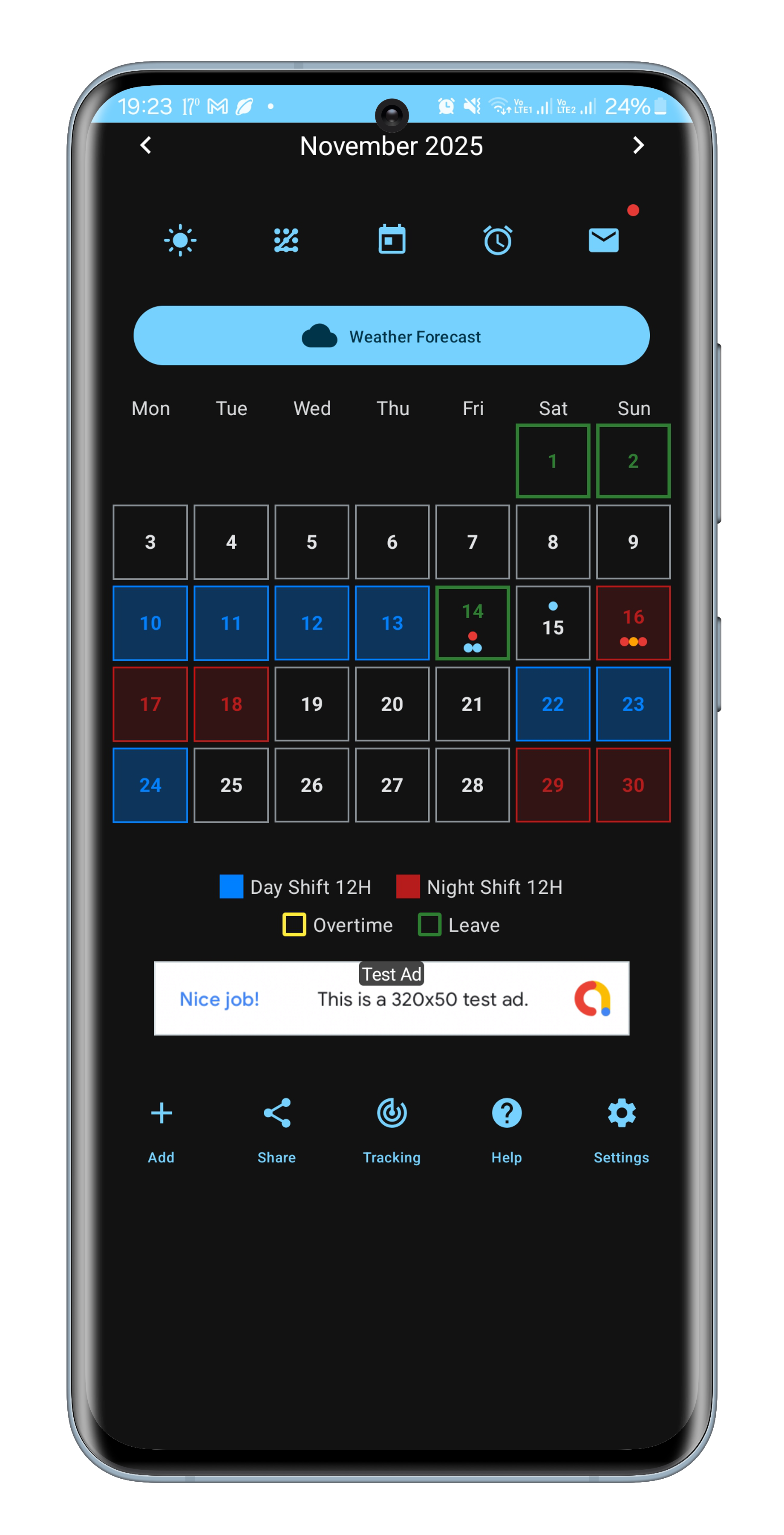 Shift Show dark mode