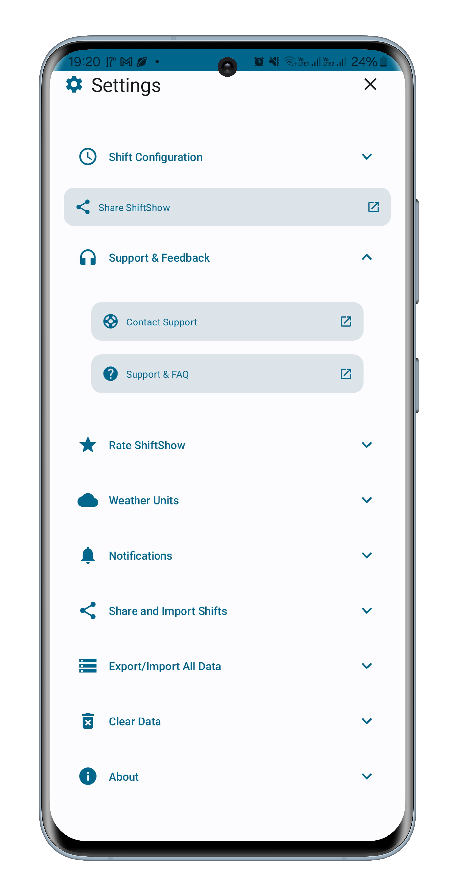 Shift Show dark mode